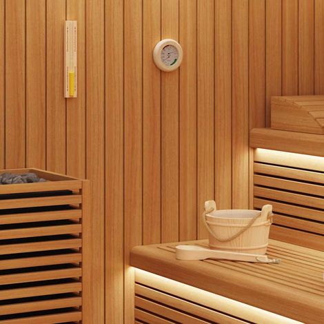 vidaXL Sauna Accessory Set 4 pcs Brown Solid Pine Wood and Hemp