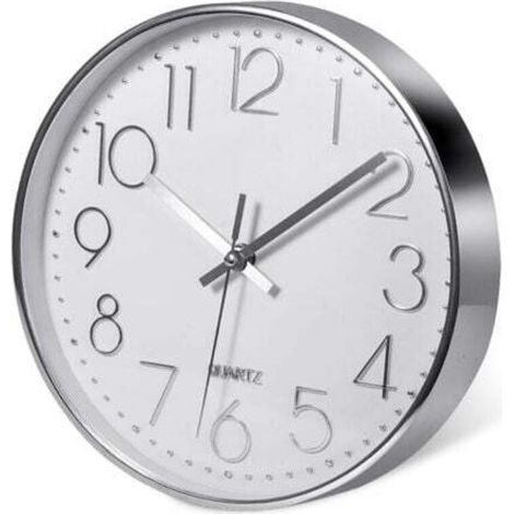 (20 cm/12'', argento) Orologio da parete argento di alta qualità, decorazione da parete, moderno orologio da parete silenzioso per cucina, casa e ufficio