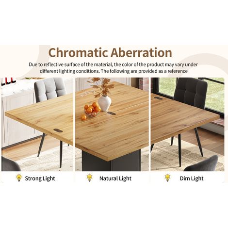 Table à manger extensible 60-120x120x75,1 cm MDF naturelle, rangement, gain de place – MEUBLIV (1/5)