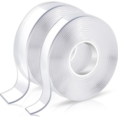 Doppelseitiges Klebeband Transparent - Stark Haftendes Nano-Gewebeband (4 Rollen: 1mm x 20mm x 5m + 2mm x 20mm x 3m) Wiederverwendbar & Rückstandsfrei für Wanddeko, Fotos & Bastelprojekte