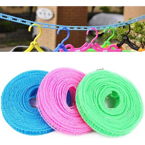 3 pezzi di stendibiancheria, filo per stendere i panni, filo per asciugare i panni, filo per bucato, 5 m, stendibiancheria antivento antiscivolo, accessori da campeggio, per esterni, asciugatura porta (1/5)