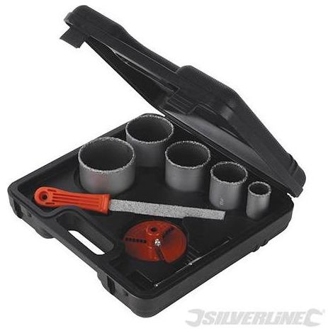 Lochsägen 33-53-67-73-83mm mit Wolframschleifkörnern Set 8-tlg.