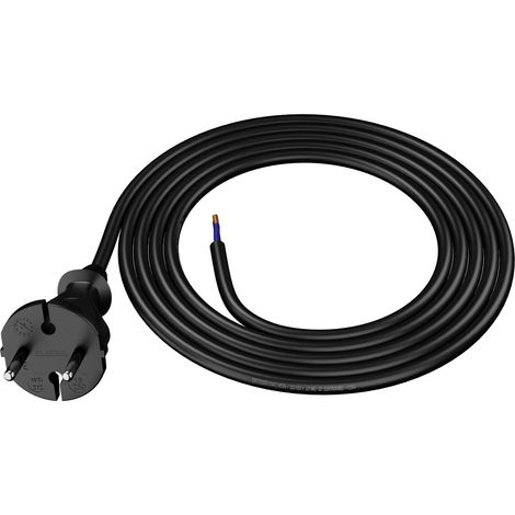 Cavo di collegamento da 2 m con spina dritta 2x1,5 mm² in gomma nera (1/5)