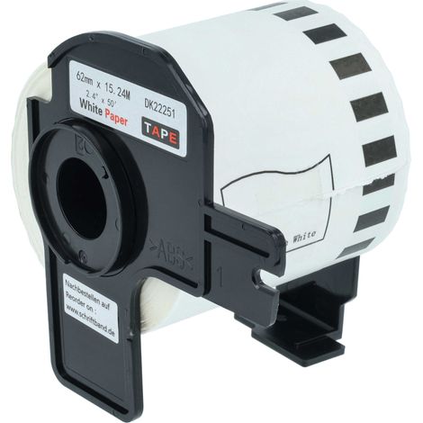 vhbw Label Roll with Holder 62mm x 15.24m Replacement for Brother DK-22251 for Label Maker (1/4)