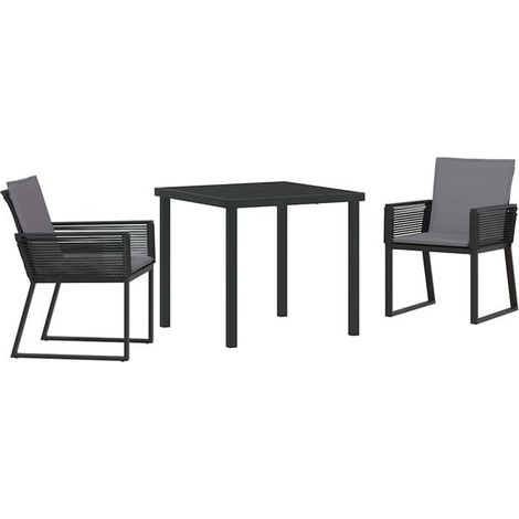 Ensemble table et chaises de jardin noires 3 pièces (1/5)