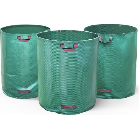 VOUNOT® 500 Liter Gartensack Gartenabfallsack mit Griffen, Laubsack für Grünabfall, 3er Set