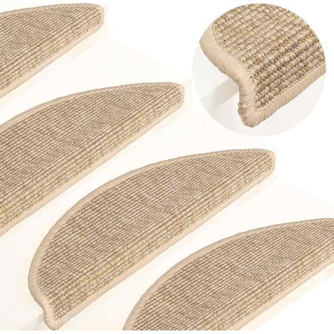 vidaXL Felpudos para escaleras 15 uds 56x17x3 cm Beige Claro Semicircular (1/5)