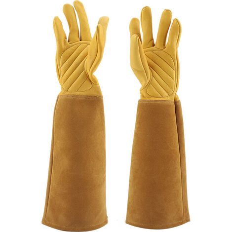 Qcwwy Gants D'élagage de Roses, Cuir de Mouton, Résistants à L'usure, Anti-crevaison, Longs Gants de Travail pour Jardinier, Coupe D'arbustes, Gants de Protection pour la sécurité du (M) (1/5)