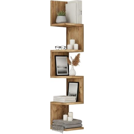 Dmora - Mensola Pawan, Scaffale, Ripiano a muro, Scaffalatura multiuso, 22x22h117 cm, Quercia