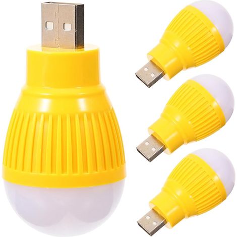 (4 pièces, jaune) Ampoules LED portables, mini lampes de secours USB d'extérieur, adaptées au bureau et à la maison (1/5)