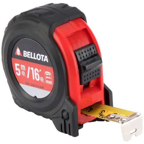 FLEXOMETRO BIMATERIAL 5M EN PULGADAS Y MM - BELLOTA