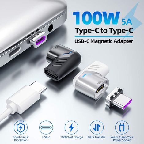 Este adaptador magnético USB-C en ángulo recto admite carga rápida de 240 W y es compatible con USB4, lo que lo hace ideal para dispositivos de alta potencia que ofrecen un rendimiento fiable.