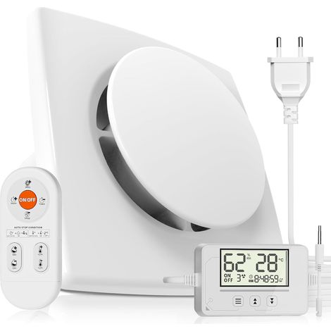 Ventilateur Extracteur d’air 100mm 5 Modes, 3 Vitesses, Télécommande, Affichage Température Humidité en Temps Réel, VMC Salle de Bain Hygroréglable, Silencieux et Puissant Aérateur dAir QU119 (1/5)