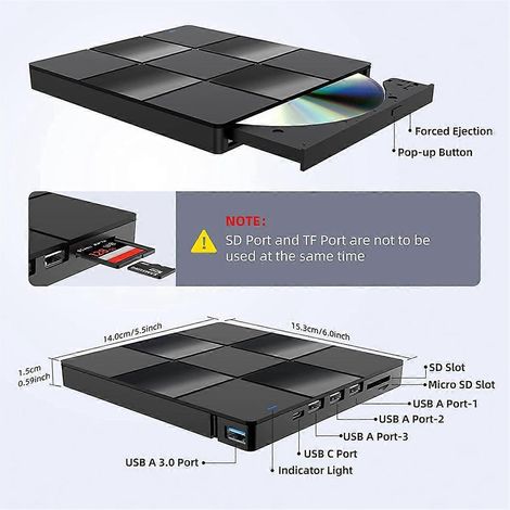 Externes Multifunktions-DVD-Laufwerk mit USB-Anschluss für Computer (1/5)