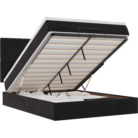 Maison Exclusive - Ottoman-Bett mit Matratzen & LEDs Schwarz 140x