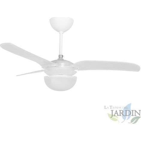 Deckenventilator mit Fernbedienung, 3 Flügel, 3 Geschwindigkeiten, weiß.