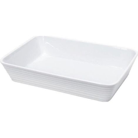 Plat rectangulaire en porcelaine - 20x12x6 cm - Blanc (1/5)