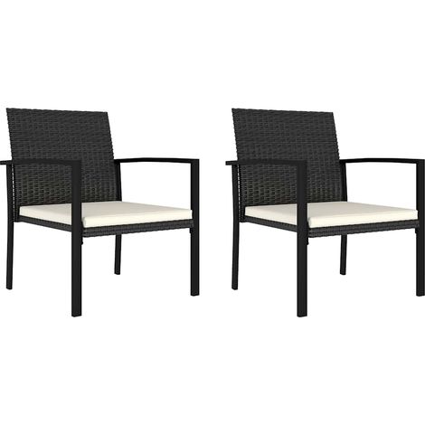 vidaXL Garden Dining Chairs 2 pcs Poly Rattan Black (1/5)
