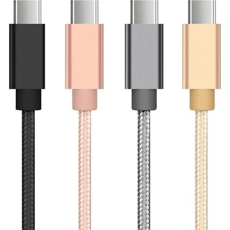 Câble de données tressé pour téléphone portable - Câble nu Apple de 2 m (sans attache) - Noir + Argent + Or + Rose