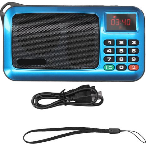 Radio MP3 Portable Mini avec Écran LED et Lampe Torche Bleue - Lecteur Audio Compact (1/5)