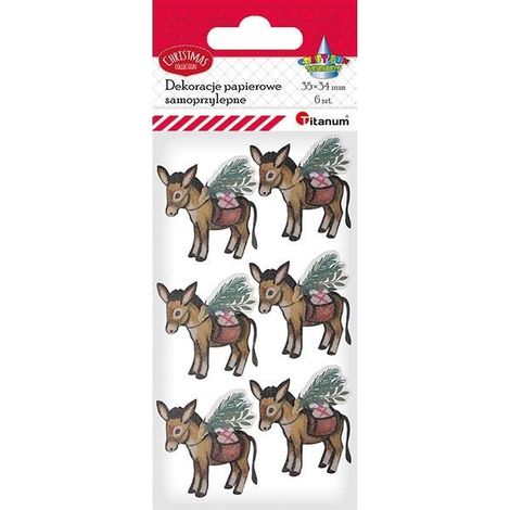 Adornos de burro 3D TITANUM - Pegatinas navideñas autoadhesivas de papel