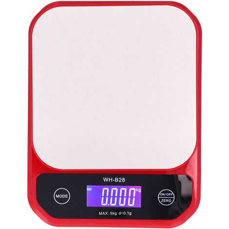 Balance de cuisine électrique étanche rechargeable par USB, 5 kg / 0,1 g, rouge, pour la pâtisserie et les aliments