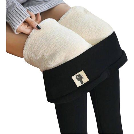 Legging d'hiver chaud taille haute super élastique fille solide épais velours thermique pantalon froid extrême hiver haute randonnée exercice (1/5)