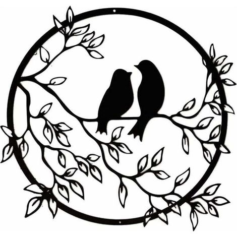 Enowelir Décoration Murale Métal Oiseau sur Branche Tableau Déco Intérieur 30 cm Accessoire Tenture (1/4)