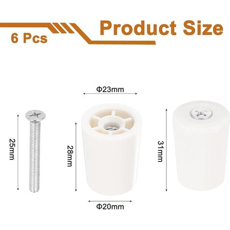 Butée Volet Roulant 28mm Butée de Volet Roulant Bouchon d'Arrêt en Plastique avec Rondelles et Vis pour Volets Roulants Lames de Volets Roulants, Blanc (1/5)