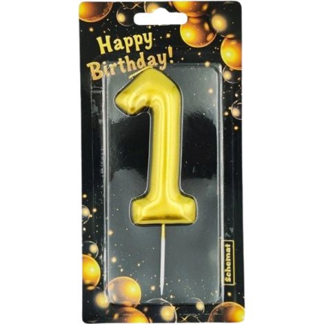 Schema della candelina di compleanno per una torta - Numero 1 dorato (1/3)