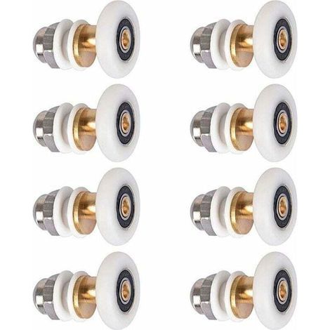 8 pièces 25mm Porte de Douche - Rouleau Roulette Roue pour Porte de Douche Roulettes Coulissantes Porte Roue de Remplacement pour Rouleau (1/4)