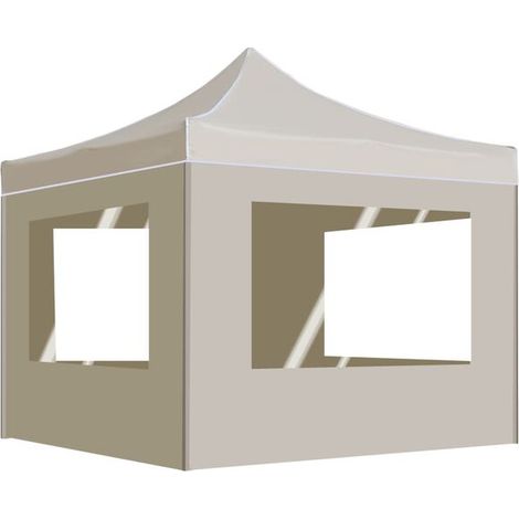 Tente pliante de réception, parois en alliage d'aluminium, 2 x 2 mètres, beige (1/5)
