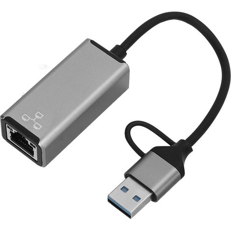 USB-C-zu-Ethernet-Adapter / USB-A-zu-RJ45-Netzwerkadapter für Laptops, Mobiltelefone und Tablets (1/5)
