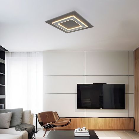 Lampada da soffitto Lampada da soffitto Soggiorno Sala da pranzo luce grigio antracite LED, metallo MDF, 1x LED 40W 1000Lm 3000K, LxLxH 48x48x4,6 cm