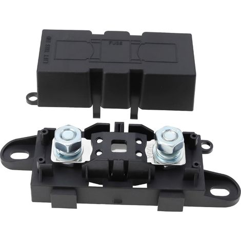 1 x Mega Car Fuse Holder with 500A Fuse Plastic and Metal Black for Cars, Trucks, Construction Vehicles, Buses, Caravans or Audio Systems (1/5)
