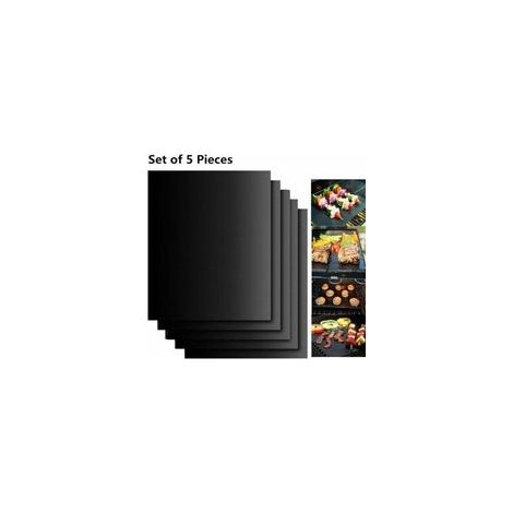 Déstockage Set de 5 Tapis de Cuisson Tapis BBQ Barbecue Plaque Feuille de Cuisson Four 40 × 33cm pour Barbecue gaz Charbon électrique 100 Anti-adhérent-- (1/5)