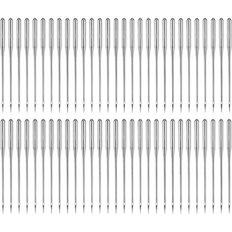 60 aiguilles à coudre, 3 tailles (90/14, 100/16, 110/18), universelles pour machine à coudre domestique, acier inoxydable, pour tissus moyens à épais (1/5)