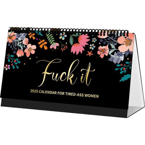 Calendrier "Fuck It" 2025 pour femmes fatiguées, design humoristique à suspendre, pour une touche de fun au bureau et à la maison. (1/5)