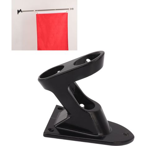 Support de mât de drapeau extérieur en alliage d'aluminium en forme de Z, support mural double trou pour mât de drapeau, noir. (1/5)
