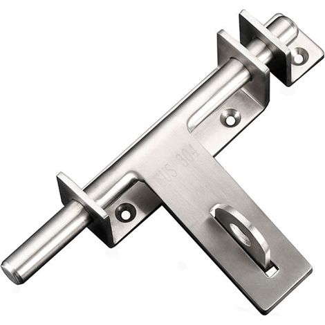 Verrou à pêne coulissant, verrou de sécurité, serrure de porte en acier inoxydable 304, avec trou pour cadenas, finition brossée (1/5)