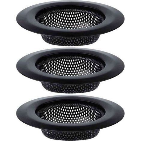 Crépine D Évier - Acier Inoxydable - Compatible Lave-Vaisselle - Finition Noire - Lot De 3 (1/3)
