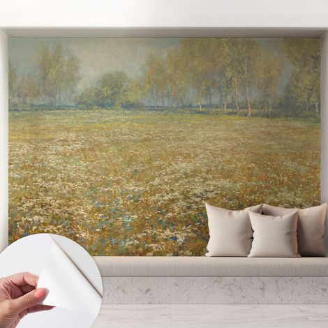 Selbstklebend Tapete - Wandgestaltung - Tapete Wohnzimmer - Flur Eingangsbereich Blühendes Feld 208x146 cm