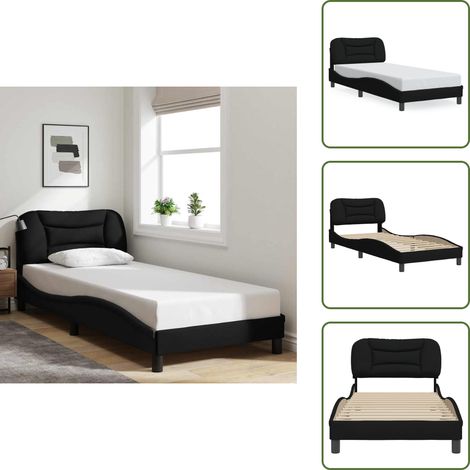 Bettgestell ohne Matratze Schwarz 80x200 cm Stoff - Bettes Gestell - Doppelbett - Boxspringbetten - Schlafzimmer Möbel - Schwarzes Bett (1/5)