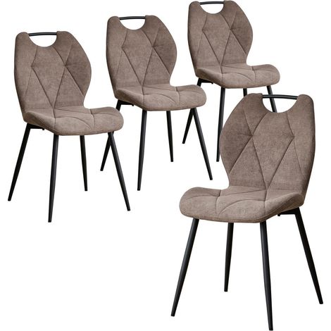4er-Set Esszimmerstühle, skandinavisch, gepolstert, braun, mit Griff (1/5)
