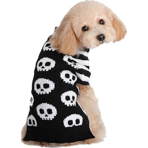 Suéter de invierno cálido para perros con calavera de Halloween para mascotas (1/5)