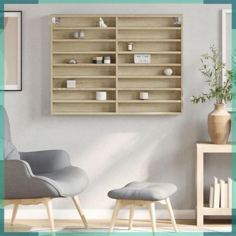 847935 Armoire à vitrine chêne sonoma 100x8,5x75 cm bois d'ingénierie (1/5)