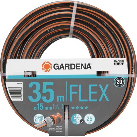 Gardena – Tuyau d'arrosage FLEX 35 m – Diamètre 15 mm – Branchement dévidoirs sur robinet – Pression éclatement 25 bar (1/4)