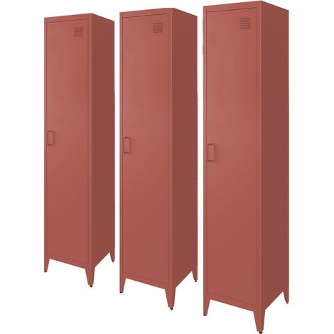 sweeek - 3er-Set industrielle Kleiderschränke aus Stahl mit 4 Ablageflächen (1/5)