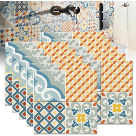 crédences adhésives Vintage Bilbao Multicolore Effet carreaux de ciment x 4 23 cm (1/5)