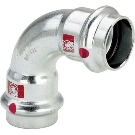 Viega Bogen 90 Grad mit SC Prestabo 1116 in 15mm Stahl verzinkt, 558123